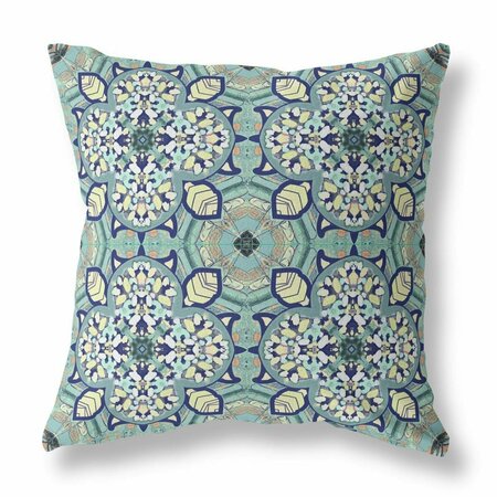 HOMEROOTS 18 in. Cloverleaf Indoor Outdoor Zippered Throw Pillow Muted Green & Cream 417713